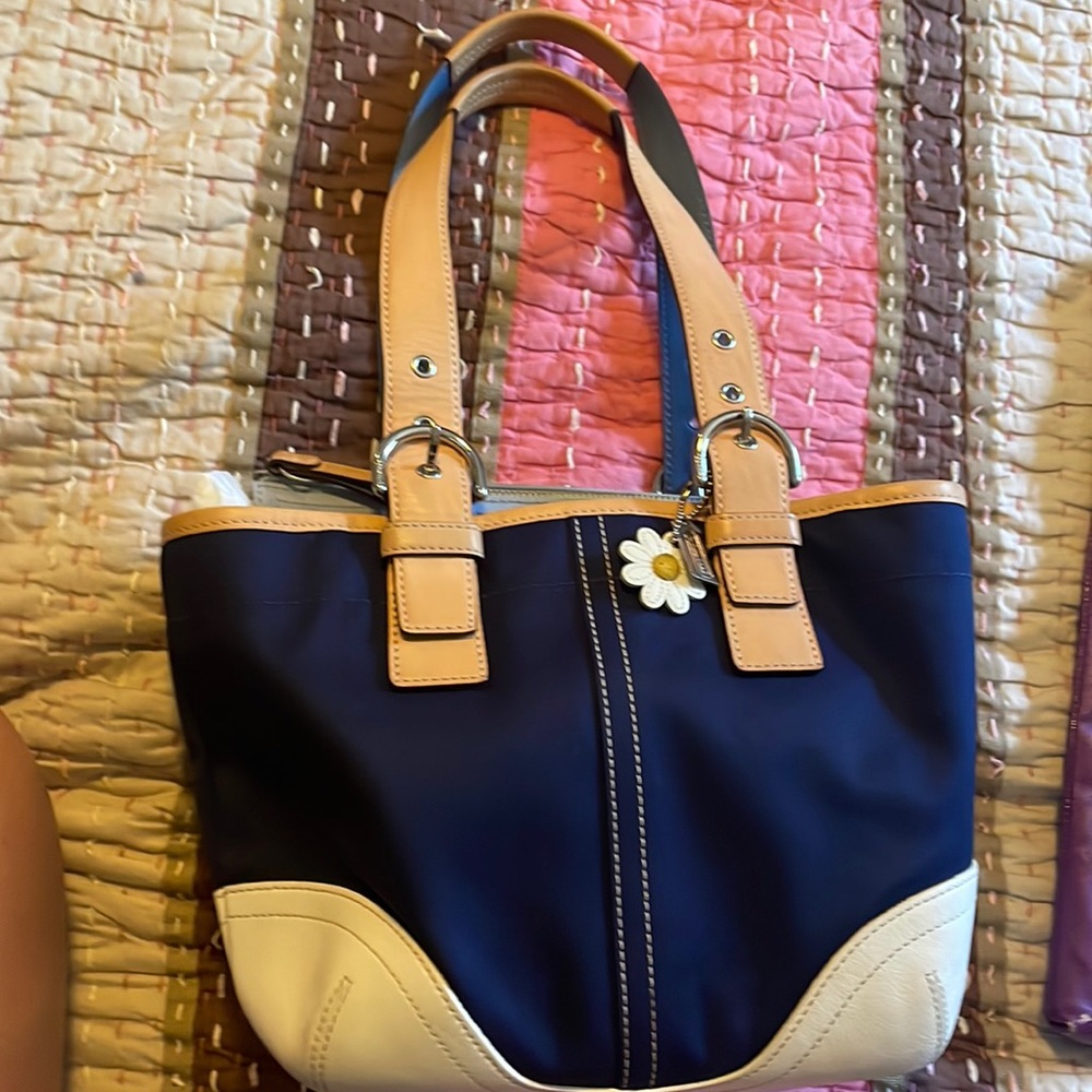 Canvas and leather coach boat tote Y2K Vintage